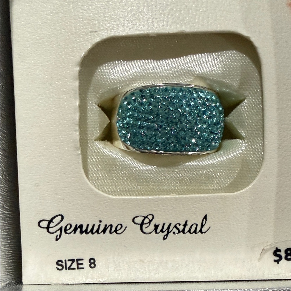 Silver Ring with Teal Sparkle